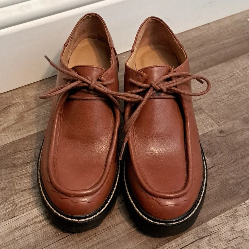 Madewell Brown Leather Oxfords with Platform Sole